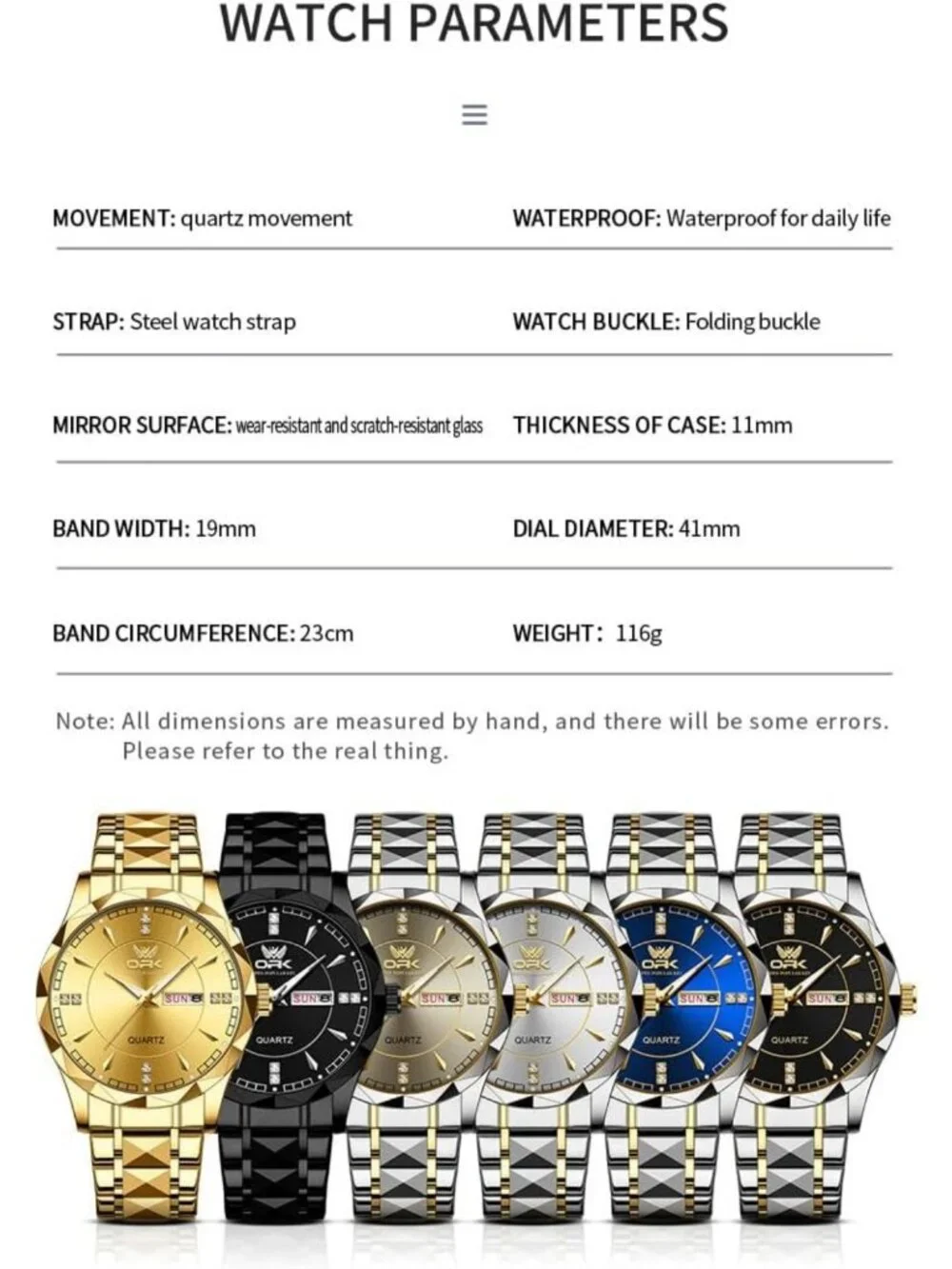 Stylish Waterproof Men's Watch with Diamond Roman Numerals, Stainless Steel